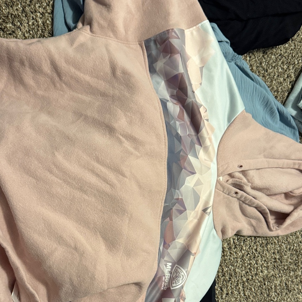 Pink and White Geometric Hoodie